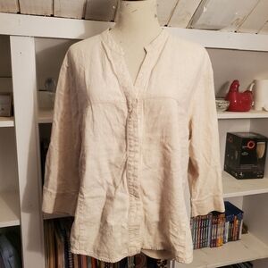 Coldwater Creek Linen Blend Button Down Blouse/ Light Jacket See Measurements